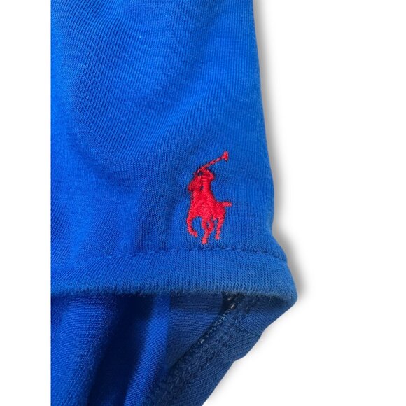 Ralph Lauren Womens Racerback Swimsuit Size 12 Blue Cotton Lycra Vintage 1980s - Picture 4 of 8